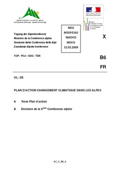 Plan d’action sur le changement Climatique dans les Alpes