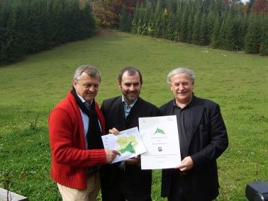 v.l.n.r.:Heilingbrunner (Präsident Umweltdachverband), LR Plank (Niederösterreich), Haßlacher (Vorsitzender CIPRA Österreich).
